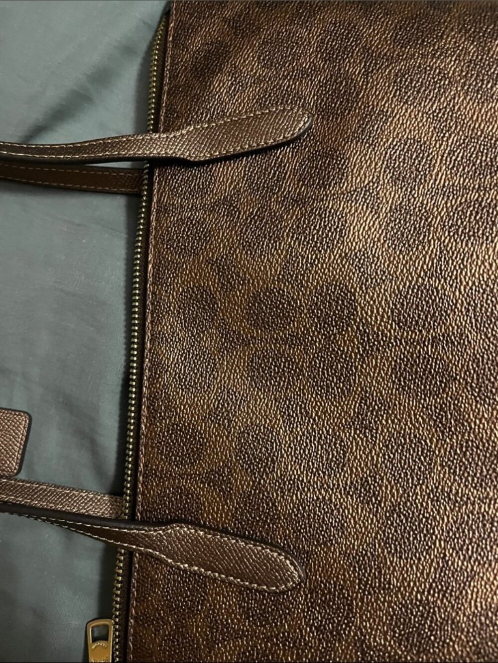 Coach Metallic Bronze Signature Canvas Mini Tote Bag (Style CW390) - Picture 6 of 14